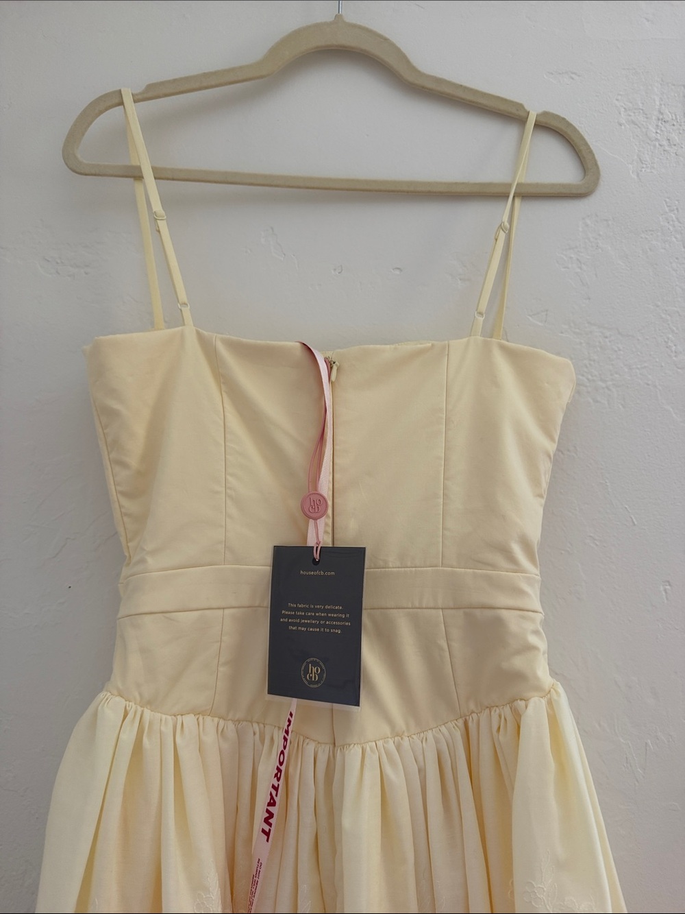 House of CB Yellow Lace Midi Dress with Spaghetti Straps - Picture 4 of 9